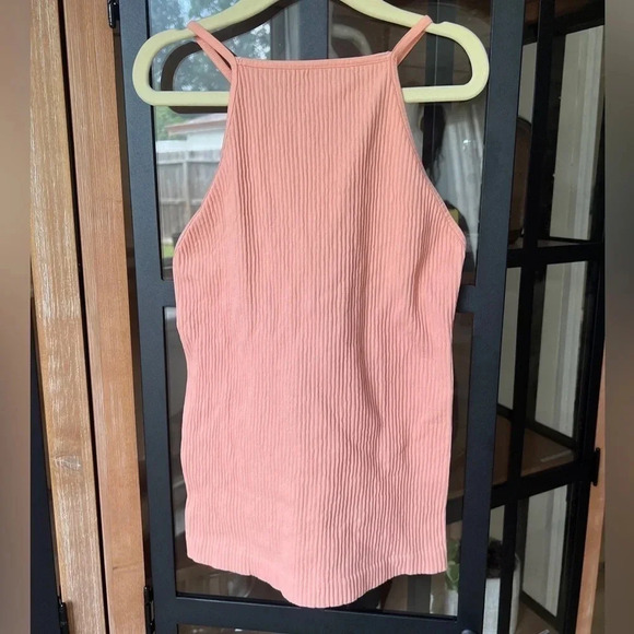 Free People ribbed Tank Top criss cross peach orange bralette - Picture 1 of 5